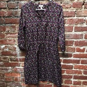 Lands End Long Sleeve Floral Print Dress